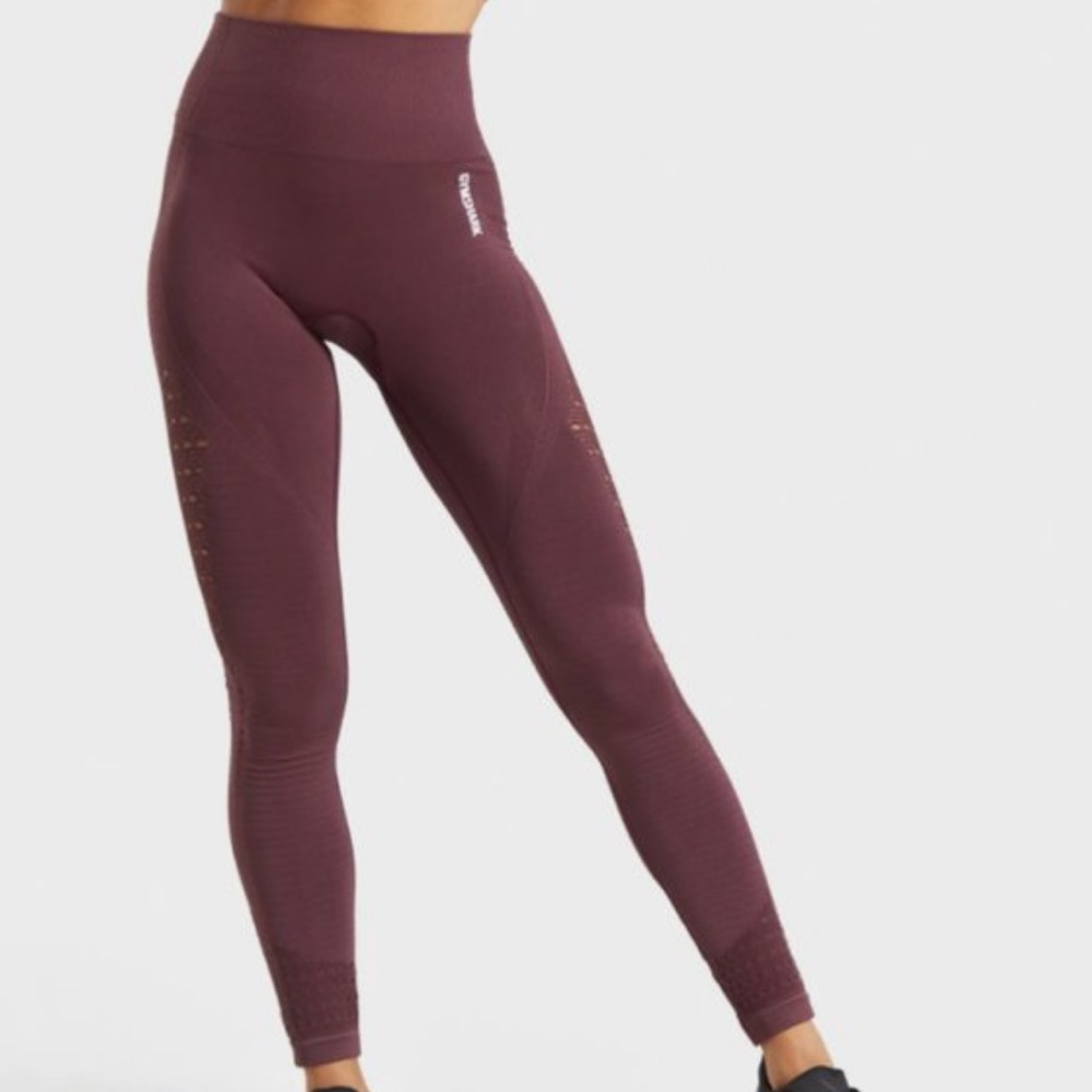 Gymshark Energy + Seamless Leggings in Berry Red